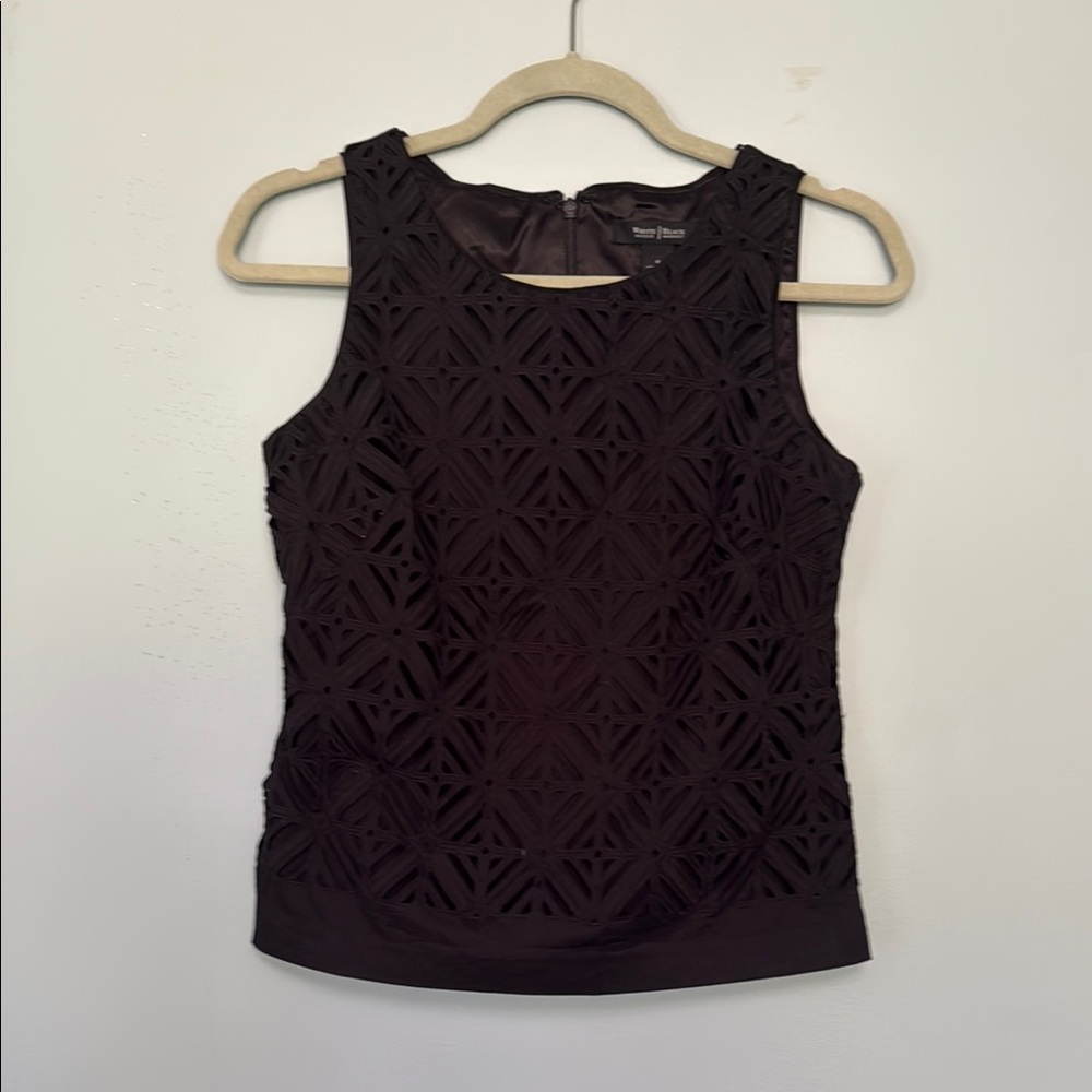 White House Black Market Black Fitted Embellished Tank Top